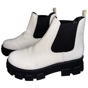 Circus Sam Edelman Size 8 Boots White Lug Boots Chunky Platform Darielle SCUFFED